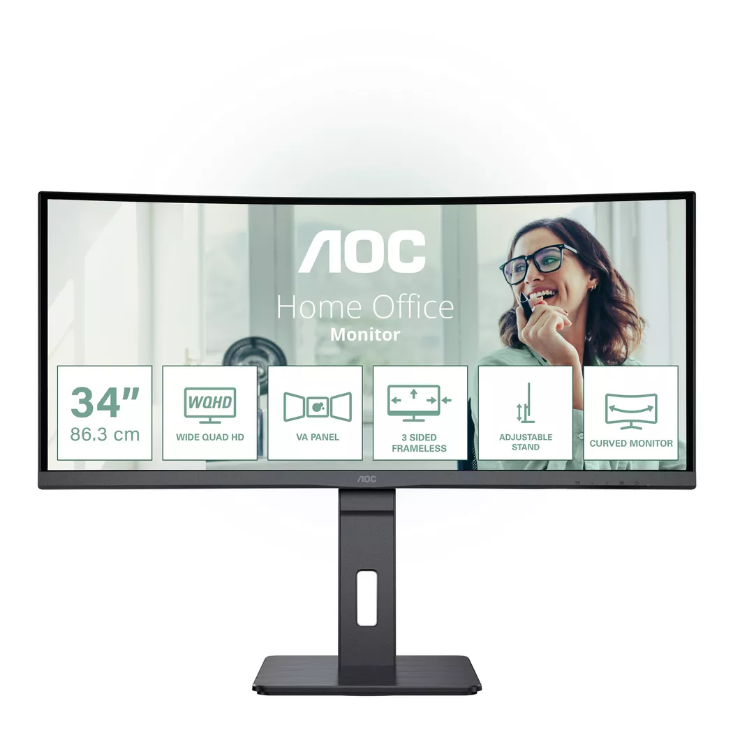 AOC - CU34P3CV Computerbildschirm 86,4 cm (34") 3440 x 1440 Pixel UltraWide Quad HD LED Schwarz, Schwarz