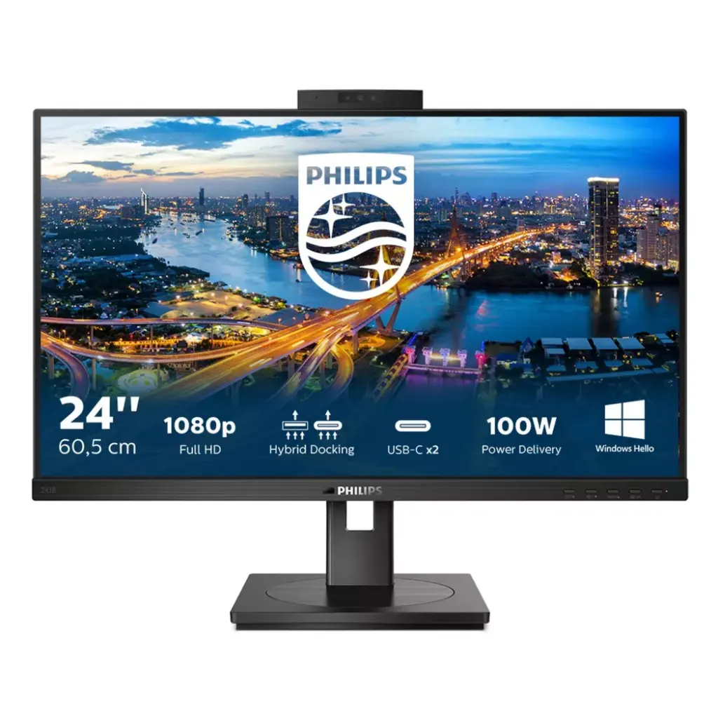 Philips - B Line 243B1JH00 Computerbildschirm 60,5 cm (23.8") 1920 x 1080 Pixel Full HD LCD Schwarz, Schwarz