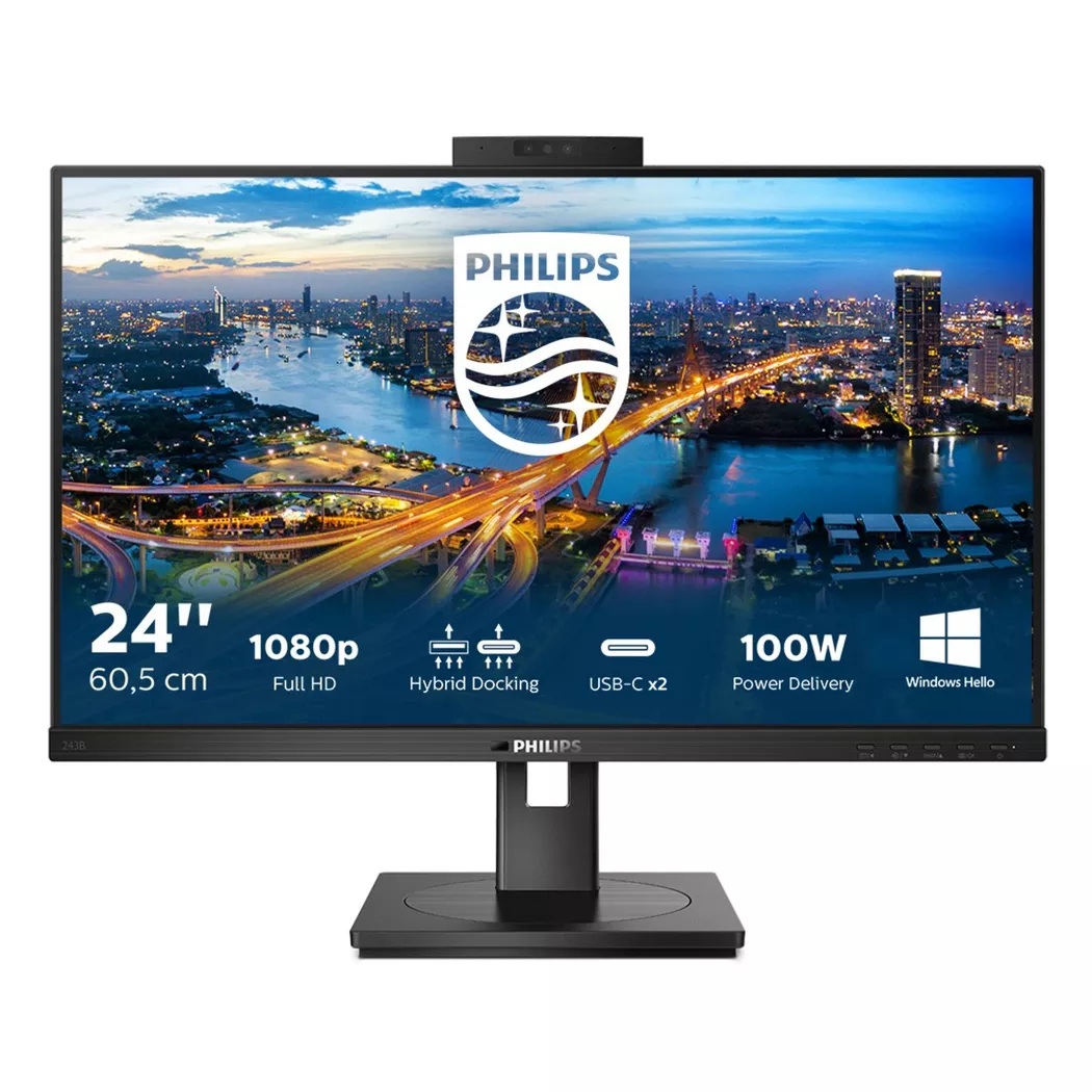 Philips - B Line 243B1JH00 Computerbildschirm 60,5 cm (23.8") 1920 x 1080 Pixel Full HD LCD Schwarz, Schwarz